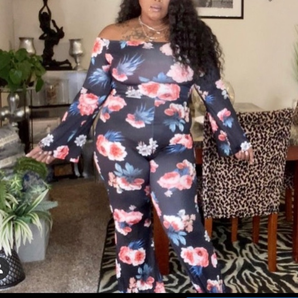 Floral Print Off The Shoulder One Piece Jumpsuit